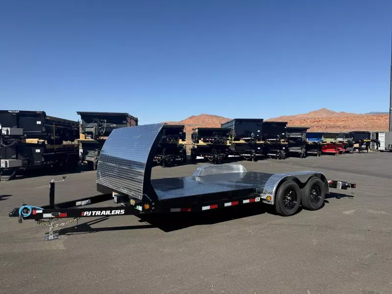 PJ Trailers 7X18 7K CH STEEL DECK CAR HAULER Flatbed Trailer