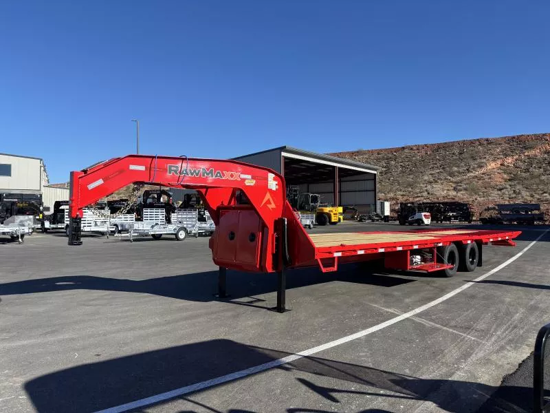 2026 RawMaxx 8.5 X 32 HTX/24K/TD/HYDBRAKE/HYDBRAKE//RUBY RED Flatbed Trailer