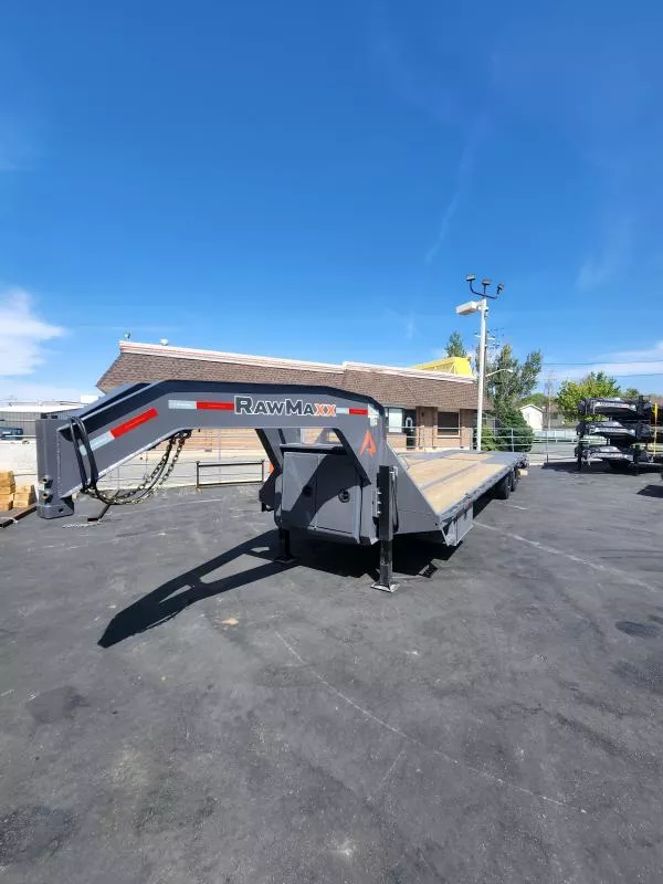 2026 RawMaxx NEW FDXD - 32' 24K Tandem 10PLY Duals - WHD Gooseneck - Equipment / Flatdeck / Flatbed Trailer