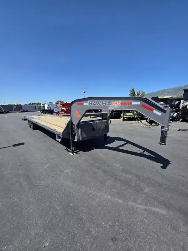 2026 RawMaxx 28' FDXS Gooseneck WHD Equipment Flatbed Trailer