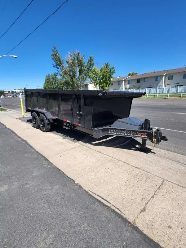 2026 RawMaxx 7X18 LTX 20K 44" Side with Hydraulic Jacks Dump Trailer