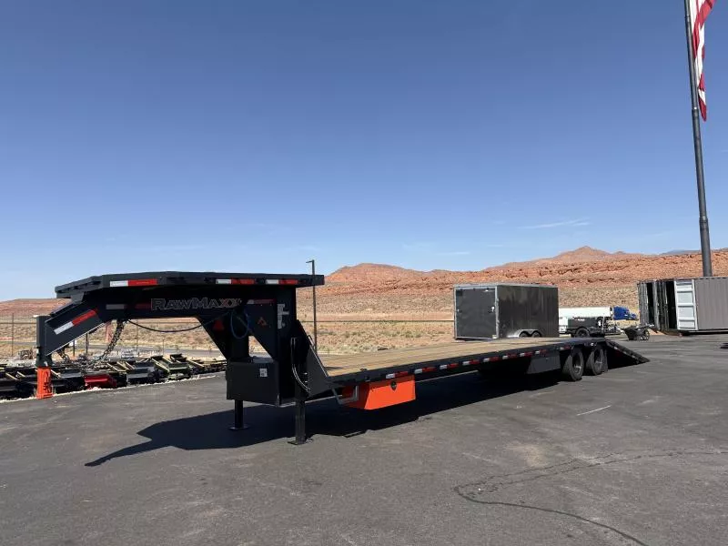 RawMaxx 8.5X40 24K HTX GN HYDRAULIC TAIL Flatbed Trailer