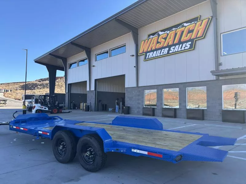 2026 RawMaxx 7X22 G7X/14K/BP/GRAVITY TILT/SPARE /COBALT BLUE Equipment Trailer