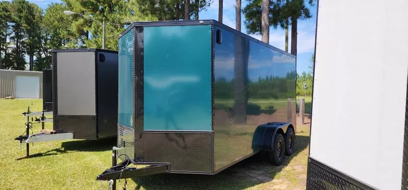 2025 Steel Pines Cargo SPC 7X16TA2 All Purpose Enclosed Cargo Trailer Teal Color Cargo / Enclosed Trailer