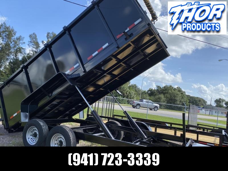 IN STOCK! 7x16 TA 14K Dump Trailer with 4' SIDES Ramps and Tarp Included IN STOCK! 7x16 TA 14K Dump Trailer with 4' SIDES Ramps and Tarp Included