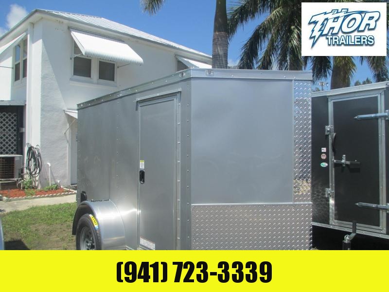 IN STOCK! 5 x 10 SA Enclosed Trailer w/side and Ramp Door SILVER IN STOCK! 5 x 10 SA Enclosed Trailer w/side and Ramp Door SILVER