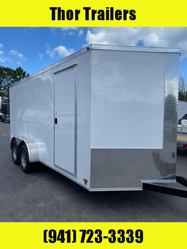 NEW 7X16 TA CARGO TRAILER WHITE WITH SIDE DOOR RAMP DOOR 7' INTERIOR HEIGHT NEW 7X16 TA CARGO TRAILER WHITE WITH SIDE DOOR RAMP DOOR 7' INTERIOR HEIGHT