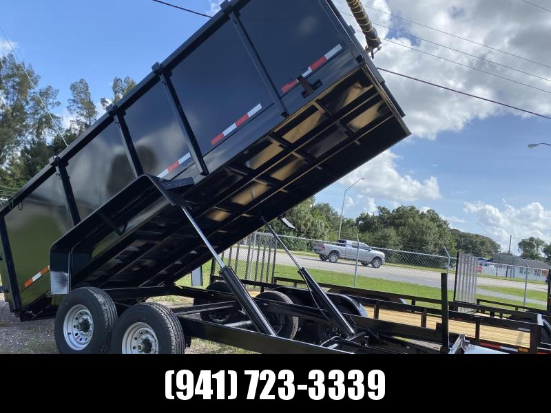 IN STOCK! 7x14 TA 14K Dump Trailer with 4' SIDES Ramps and Tarp Included IN STOCK! 7x14 TA 14K Dump Trailer with 4' SIDES Ramps and Tarp Included