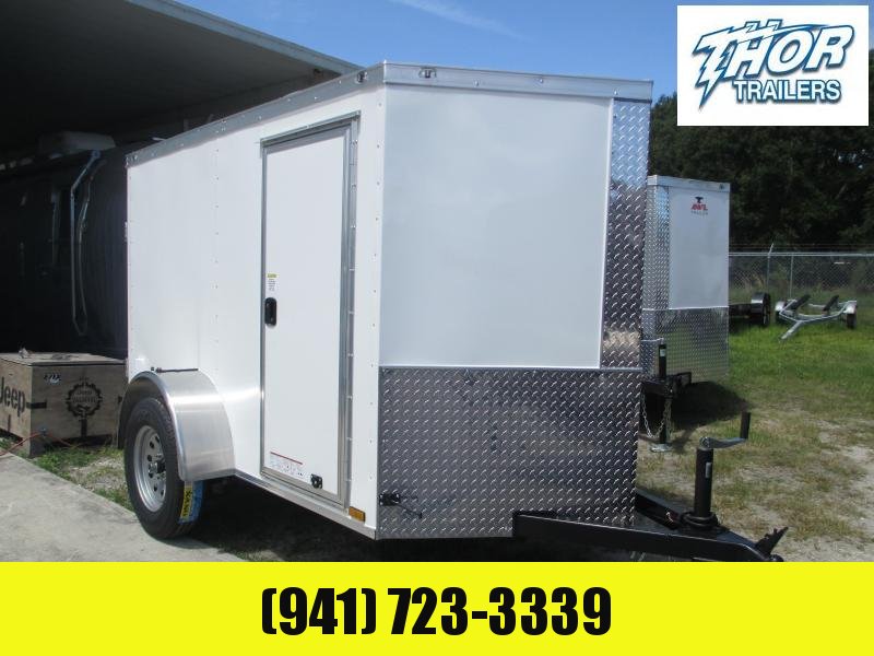 IN STOCK! 5 x 8 SA Enclosed Trailer w/side and Ramp Door WHITE IN STOCK! 5 x 8 SA Enclosed Trailer w/side and Ramp Door WHITE