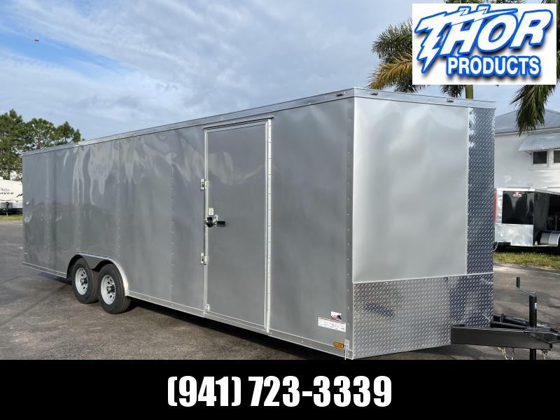 IN STOCK! 8.5 X 24 V-nose 10K Car / Racing Trailer Silver with Ramp OPTIONS! IN STOCK! 8.5 X 24 V-nose 10K Car / Racing Trailer Silver with Ramp OPTIONS!