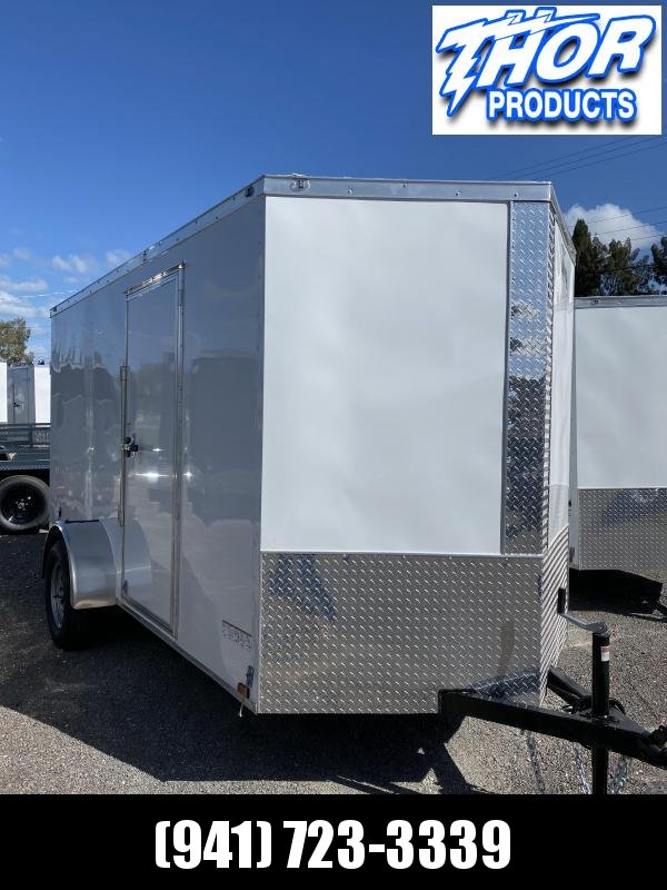 NEW 6 x 12 SA Trailer Double Rear Doors V-Nose Side Door White NEW 6 x 12 SA Trailer Double Rear Doors V-Nose Side Door White
