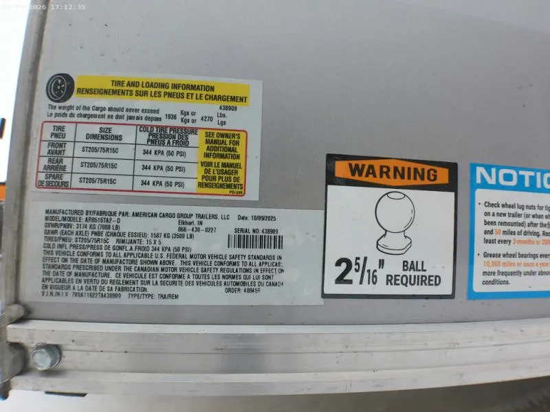 new Cargo (Enclosed) Trailers American Hauler  for sale, in Middlebury, IN Thumbnail 14