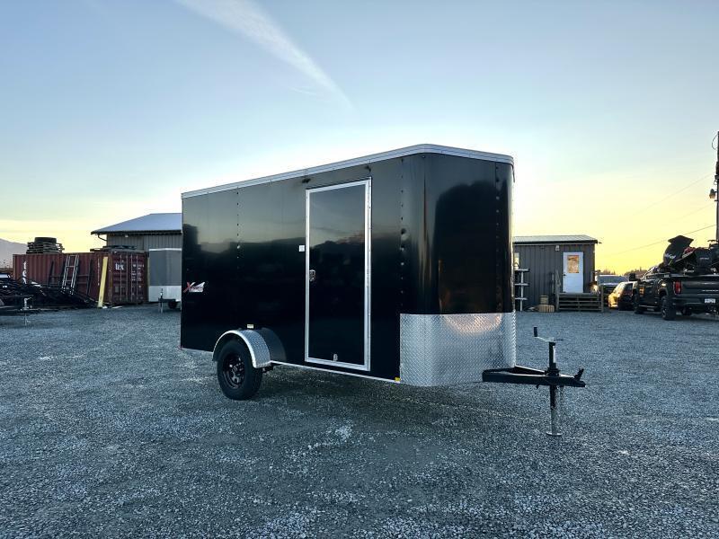 2024 TNT 6x12 V Nose Cargo / Enclosed Trailer Black Ramp Door Trailer