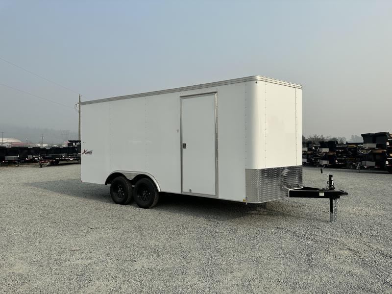2023 TNT 8.5X16 V Nose Enclosed Cargo Trailer White Ramp Door Trailer