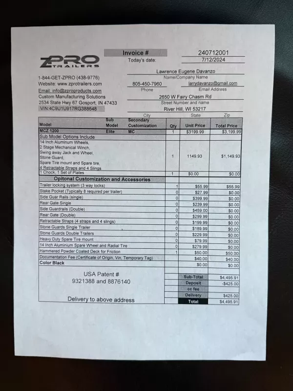used Motorcycle / Cycle Trailers ZPro  for sale, in Milwaukee, WI Thumbnail 3