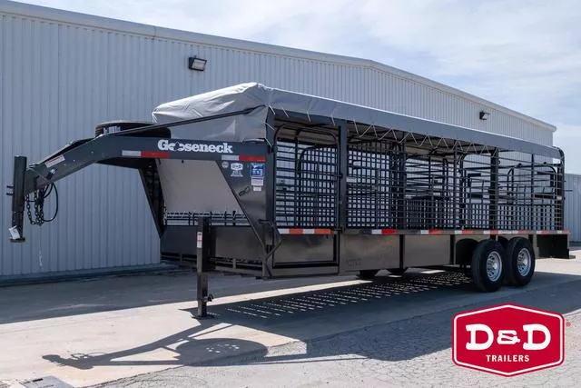 2025 Gooseneck 24 Ft Steel Stock Trailer W/Canvas Top 