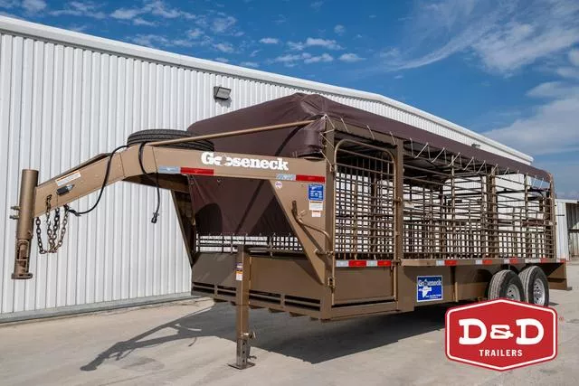 2026 Gooseneck 20 Ft Steel Stock Trailer W/Canvas Top 