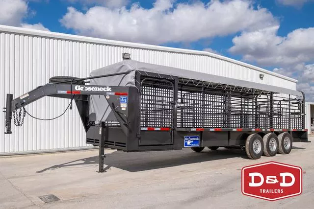 2025 Gooseneck 28 Ft Steel Stock Trailer W/Canvas Top 