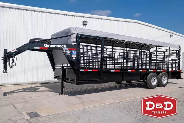 2025 Gooseneck 24 Ft Steel Stock Trailer W/Canvas Top 