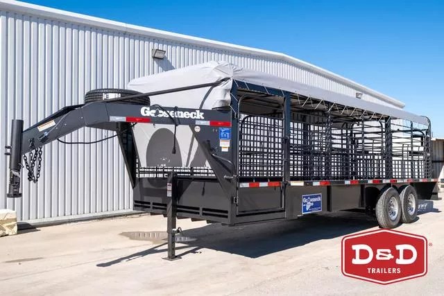 2026 Gooseneck 24 Ft Steel Stock Trailer With Canvas Top 