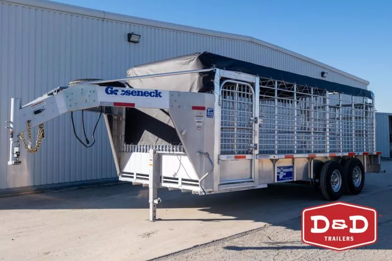 2026 Gooseneck 20 Ft Aluminum Stock Trailer With Canvas Top 