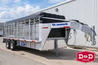 2026 Gooseneck 20Ft Aluminum Stock Trailer With Canvas Top 