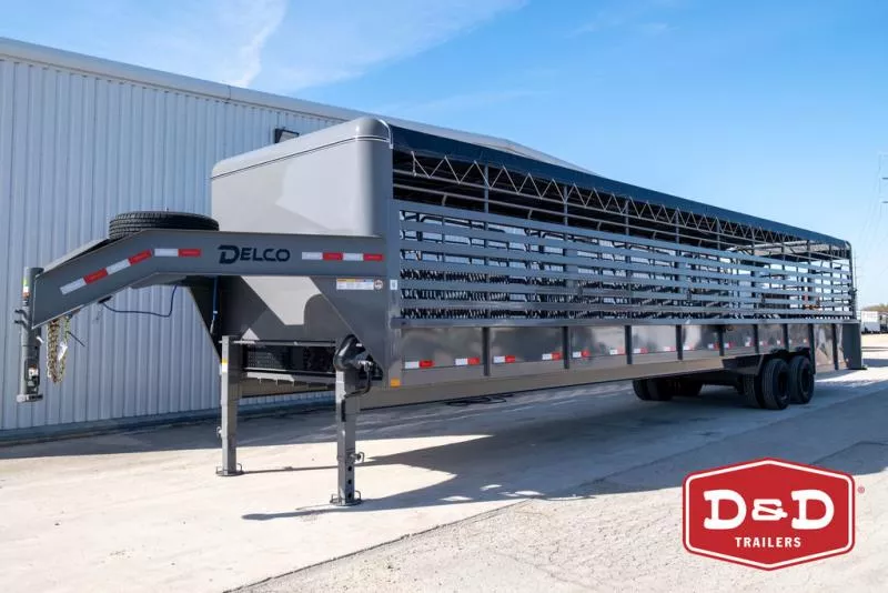 2026 Delco Trailers 40 Ft Ground Load Steel Stock Trailer With Canvas  