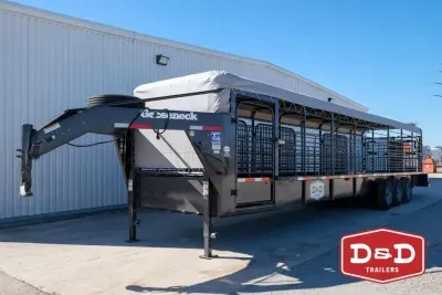 2026 Gooseneck 36 Ft Steel Stock Trailer With Canvas Top 
