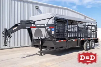 2026 Gooseneck 20 Ft Steel Stock Trailer With Canvas Top 