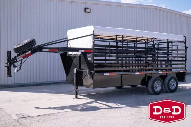 2024 W-W Trailers 16 Ft Stock Trailer with Canvas Top 