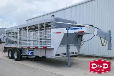 2026 Gooseneck 20 Ft Aluminum Stock Trailer With Canvas Top