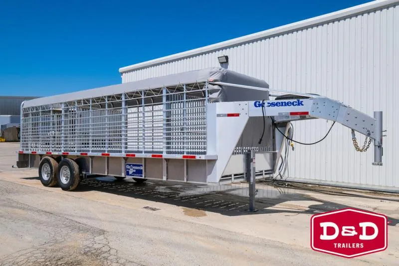 2026 Gooseneck 24 Ft Aluminum Stock Trailer With Canvas Top 