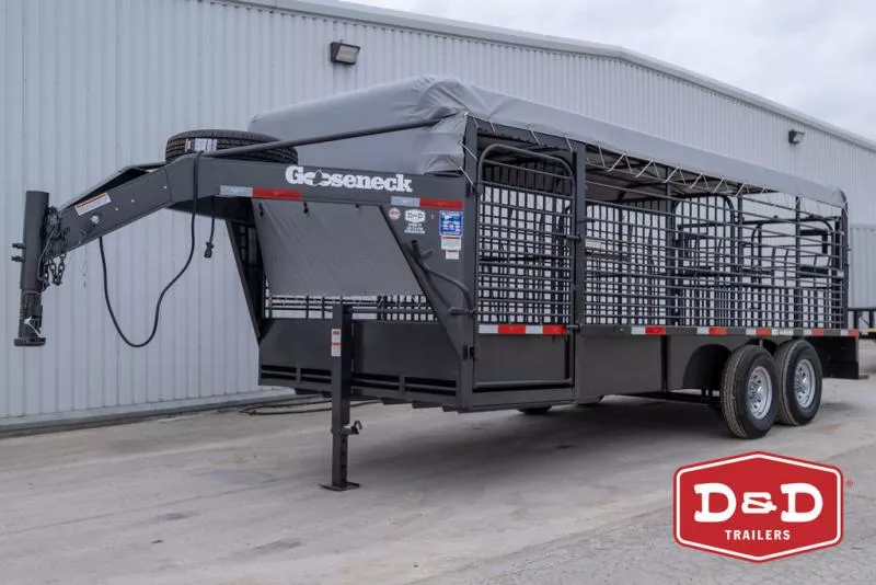 2026 Gooseneck 20 Ft Steel Stock Trailer With Canvas Top 
