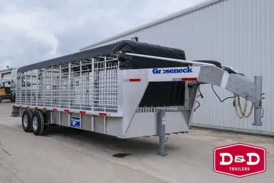 2026 Gooseneck 24 Ft Aluminum Stock Trailer With Canvas Top 