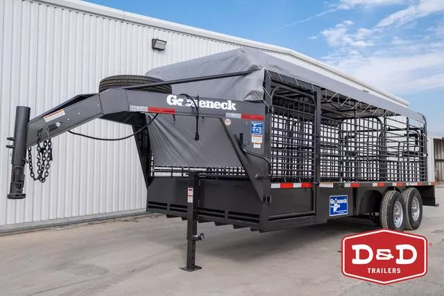 2026 Gooseneck 20 Ft Stock Trailer W/Canvas Top 