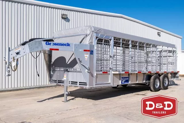 2026 Gooseneck 24 Ft Aluminum Stock Trailer With Canvas Top 