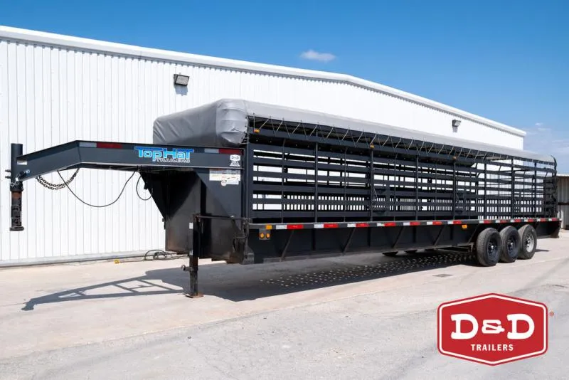 2021 Top Hat Trailers 32 Ft Stock Trailer W/Canvas Top 