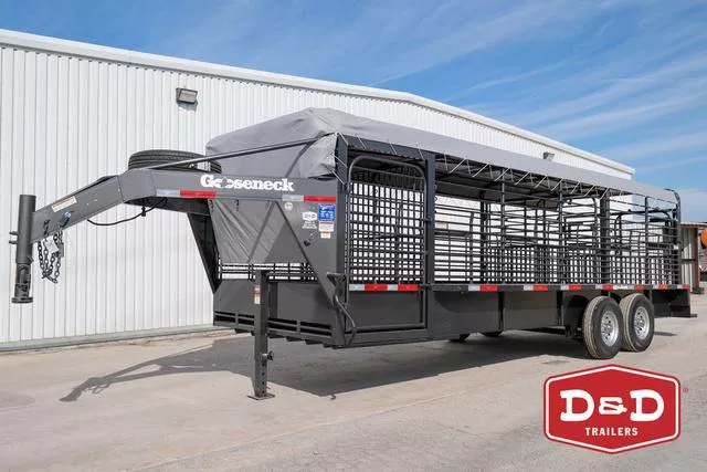 2025 Gooseneck 24 Ft Steel Stock Trailer W/Canvas Top 