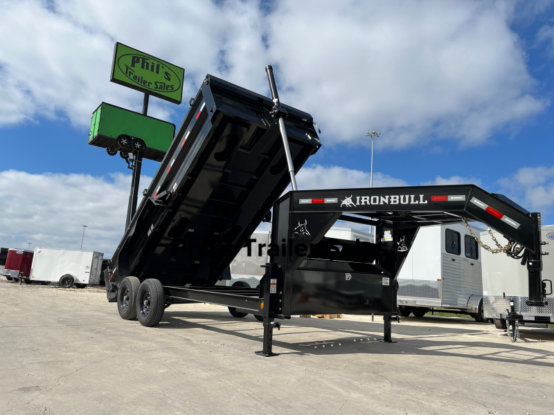 Iron Bull  83x16 TELESCOPIC LIFT  GOOSE NECK  DUMP TRAILER POWDER COATED WITH TARP AND RAMP 