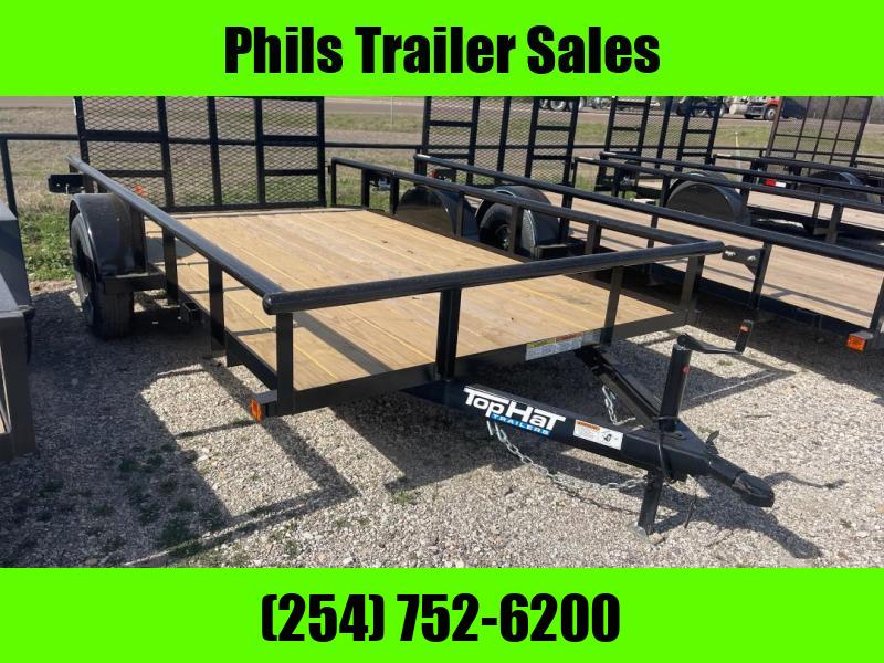 Top Hat Trailers UTILITY TRAILER 77X14 REAR 4' GATE FLATBED TRAILER