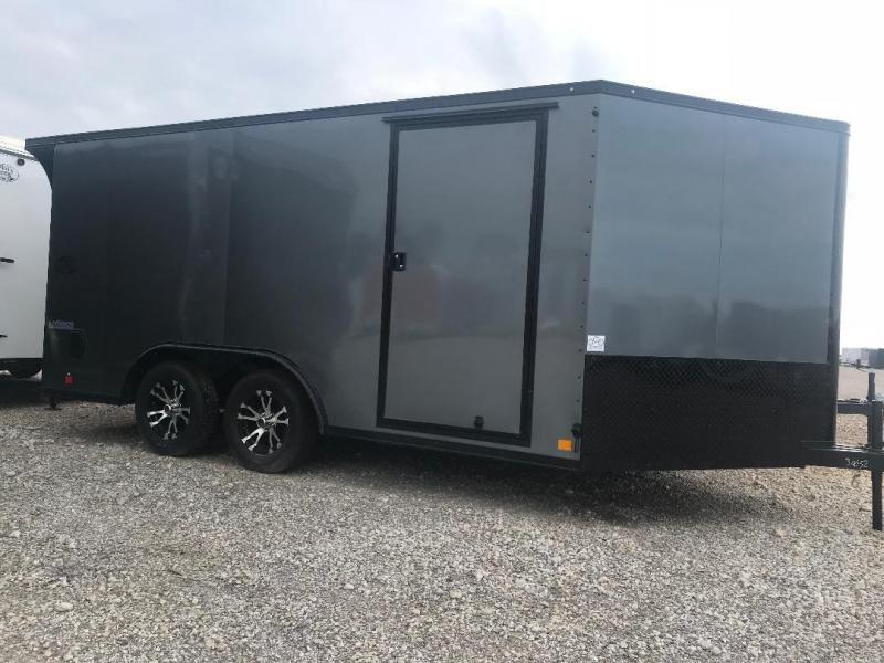 MOTORCYCLE TRAILER 8.5x16+ 3 v 7 ft interior BLACKED OUT trim ENCLOSED Motorcycle Trailer MOTORCYCLE TRAILER 8.5x16+ 3 v 7 ft interior BLACKED OUT trim ENCLOSED Motorcycle Trailer