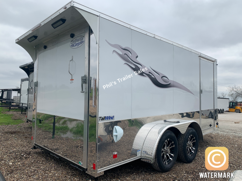 Continental Cargo 7x12+ 3 LOW HAULER   WHITE CHROME  motorcycle trailer Enclosed  Motorcycle Trailer