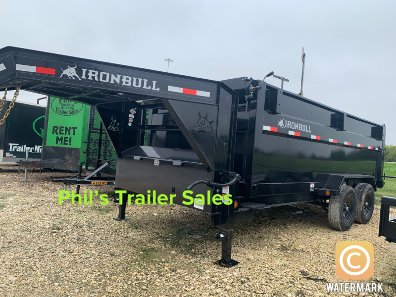 Iron Bull 83x16 4  ft sides TELESCOPIC GOOSENECK  DUMP TRAILER POWDER COATED WITH TARP AND RAMP 