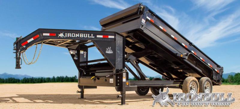 Iron Bull 83x16 3 ft sides GOOSE NECK DUMP TRAILER POWDER COATED WITH TARP AND RAMP Iron Bull 83x16 3 ft sides GOOSE NECK DUMP TRAILER POWDER COATED WITH TARP AND RAMP