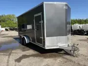 2021 E-Z Hauler 7.5x16 Aluminum Enclosed Cargo Trailer w/Rear Door Canopy & Motorcycle Wheel Chock