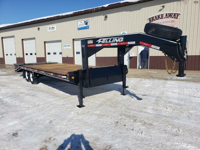 2023 Felling Trailers FT-14-2 (20'+5') GOOSENECK FLATBED, 28" WIDE RAMPS W/ CENTER POP-UP; GVWR 16,000# empty