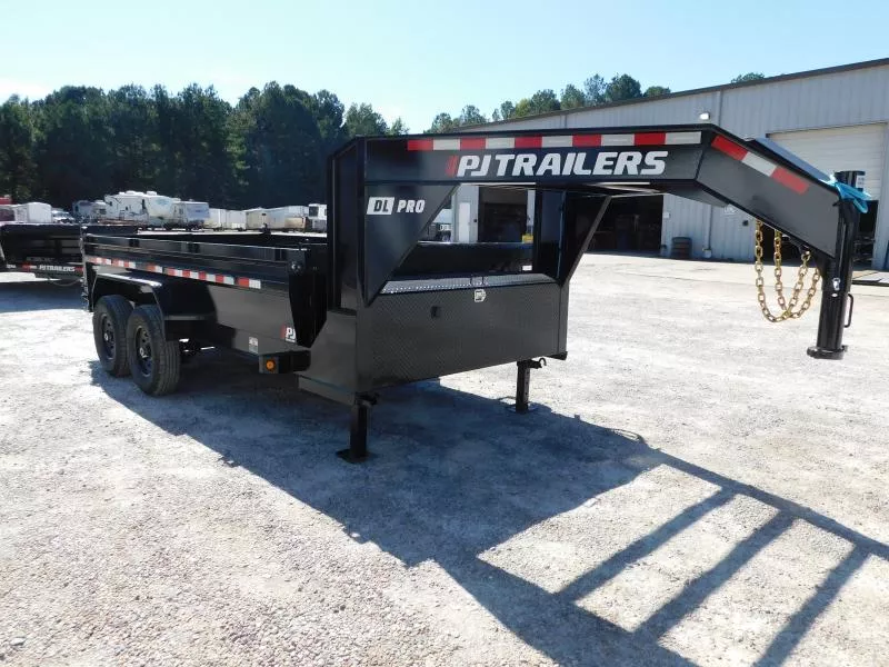 2026 PJ Trailers DL 14 x 83 Low Pro Gooseneck with Tarp Ramps Spare Dump Trailer