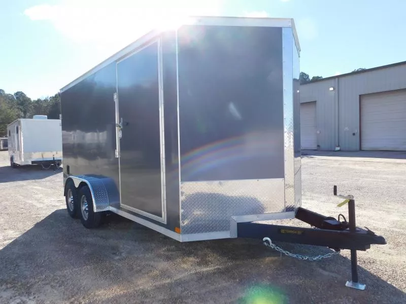2026 Covered Wagon Trailers Gold Series 7x16 Vnose with 5200lb Axles 7' Inside and Ramp Door Cargo / Enclosed Trailer