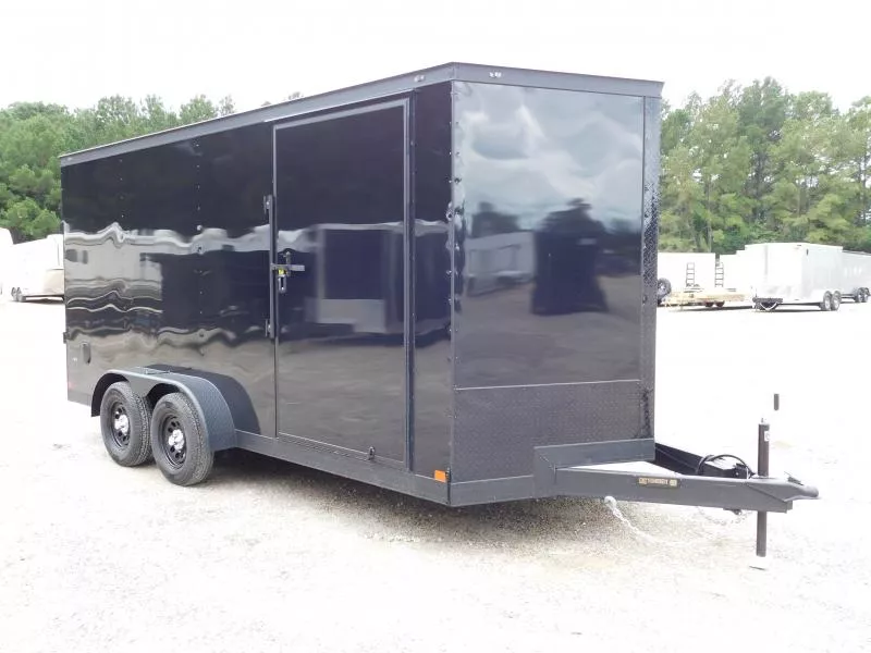 2026 Covered Wagon Trailers  7x16 Black w\Blackout with Ramp Door 7' Inside $7695  Cargo / Enclosed Trailer