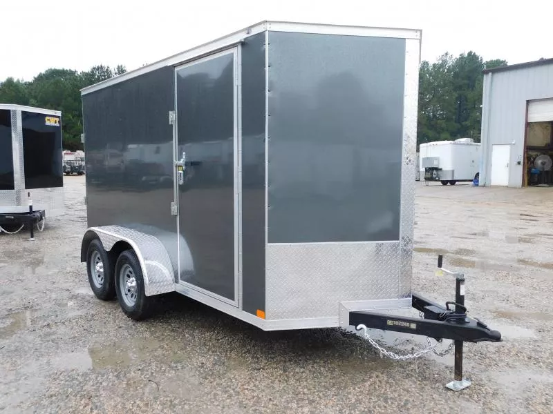 2026 Covered Wagon Trailers  6x12 Tandem Axle Vnose Cargo Trailer with Ramp Door 